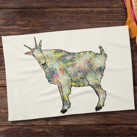 Quirky Colorful Funky Weiße Ziege Funny Animal Art Handtuch