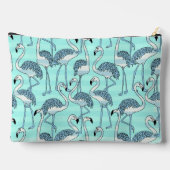Quirky Cool Striped Blue Flamingo Muster Monogram Zubehörtasche (Rückseite)