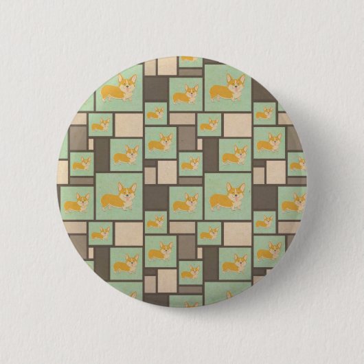 Quirky Corgi Kraft präsentiert Geschenkwrap Button (Vorderseite)