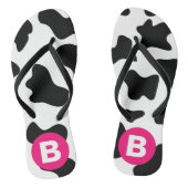 Quirky Cow Patch Pattern Pink Monogram Badesandalen (Fußbett)