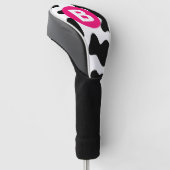 Quirky Cow Patch Pattern Pink Monogram Golf Headcover (angewinkelt)