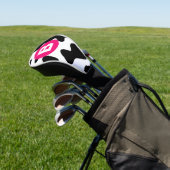 Quirky Cow Patch Pattern Pink Monogram Golf Headcover (In SItu)