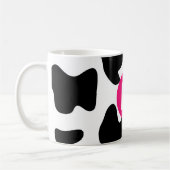 Quirky Cow Patch Pattern Pink Monogram Kaffeetasse (Links)