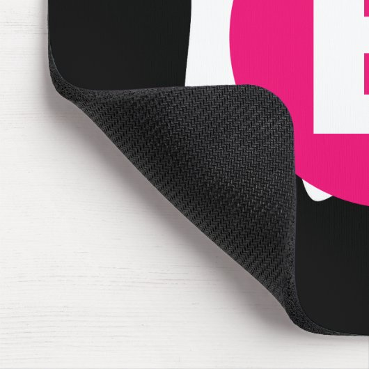 Quirky Cow Patch Pattern Pink Monogram Mousepad (Ecke)