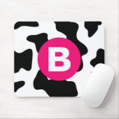 Quirky Cow Patch Pattern Pink Monogram Mousepad (Mit Mouse)