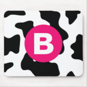 Quirky Cow Patch Pattern Pink Monogram Mousepad (Vorne)