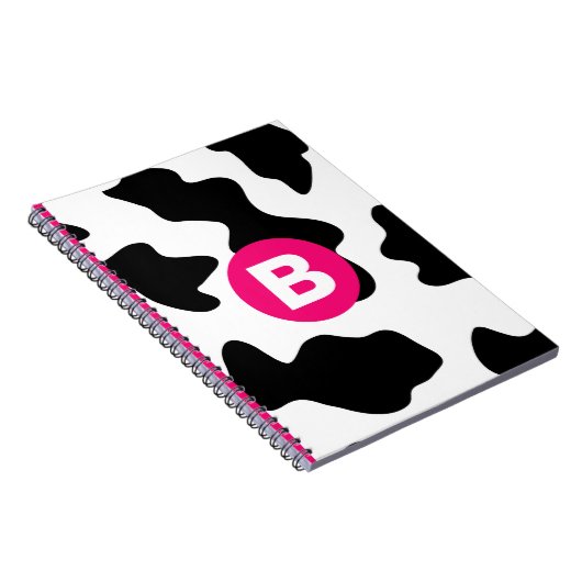 Quirky Cow Patch Pattern Pink Monogram Notizblock (Rechte Seite)