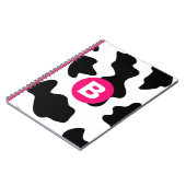 Quirky Cow Patch Pattern Pink Monogram Notizblock (Linke Seite)