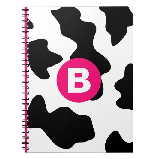 Quirky Cow Patch Pattern Pink Monogram Notizblock (Vorderseite)
