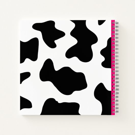 Quirky Cow Patch Pattern Pink Monogram Notizblock (Rückseite)