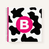 Quirky Cow Patch Pattern Pink Monogram Notizblock (Vorderseite)