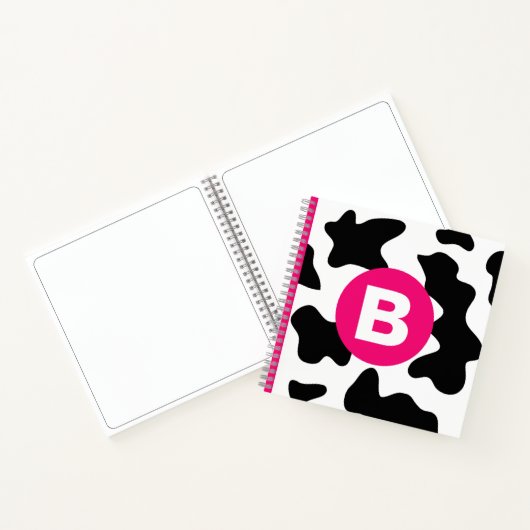 Quirky Cow Patch Pattern Pink Monogram Notizblock (Innenseite)