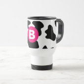 Quirky Cow Patch Pattern Pink Monogram Reisebecher (VorderseiteRechts)