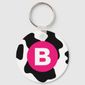 Quirky Cow Patch Pattern Pink Monogram Schlüsselanhänger (Rückseite)