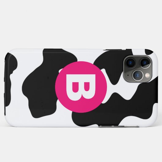 Quirky Cow Patchmuster Pink Monogram Case-Mate iPhone Hülle (Rückseite (Horizontal))