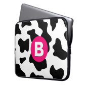 Quirky Cow Patchmuster Pink Monogram Laptopschutzhülle (Vorderseite Links)