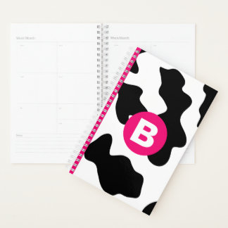 Quirky Cow Patchmuster Pink Monogram Planer