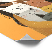 Quirky Crazy Cat Lady mit Niedlichen Katzen Gelb Poster (Ecke)