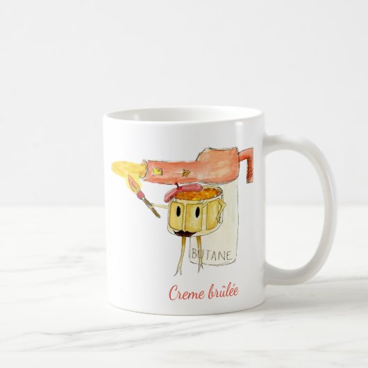 Quirky Creme brûlée Dessert Cartoon Sonniges Wette Kaffeetasse (Rechts)