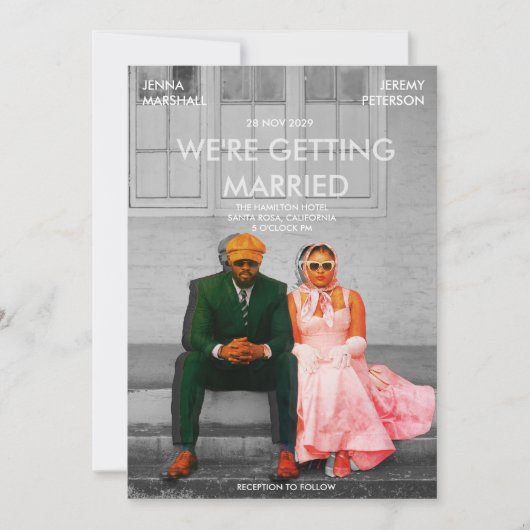 Quirky Cute Retro Movie Poster Photo Wedding Einladung (Vorderseite)