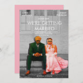 Quirky Cute Retro Movie Poster Photo Wedding Einladung (Vorne/Hinten)