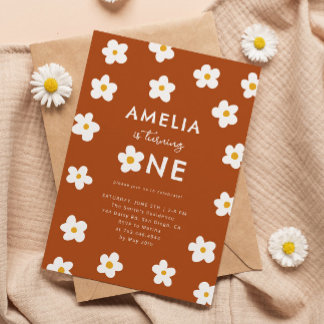 Quirky Daisy Girl Party Einladung 1. Geburtstag