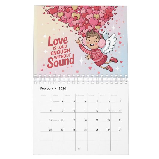 Quirky Deaf Awareness Cartoon Design Kalender (Feb 2026)