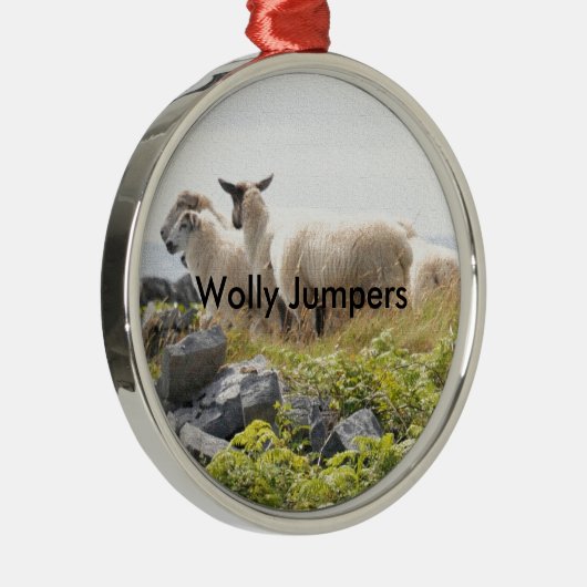 Quirky Designs - Schafe in einem Feld Silbernes Ornament (Rechts)