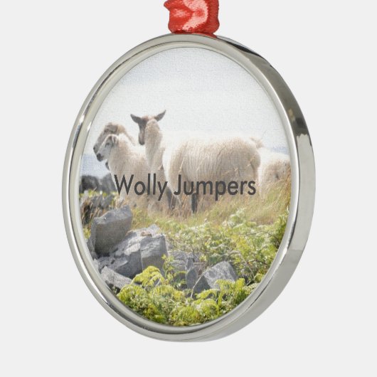 Quirky Designs - Schafe in einem Feld Silbernes Ornament (Links)