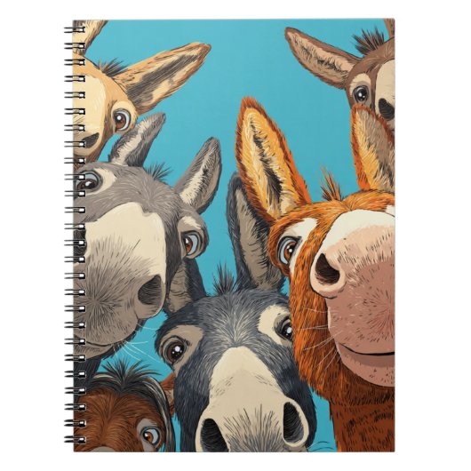 Quirky Donkey Squad - Colorful Group Illustration Notizblock (Vorderseite)