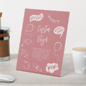 Quirky Doodle Graduation Party Blush Pink Custom Sockelschild (In SItu)