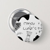Quirky Doodle Shapes Script Wedding Button (Vorne & Hinten)