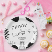 Quirky Doodle Shapes Script Wedding Pappteller (Party)