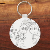 Quirky Doodle Style Antenne Freunde Grafik-T-Shirt Schlüsselanhänger (Vorderseite)