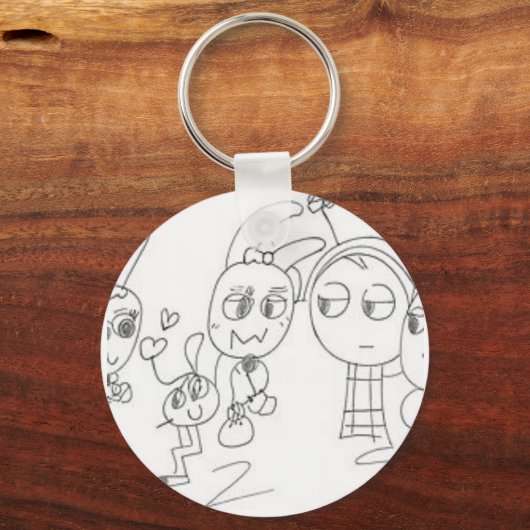 Quirky Doodle Style Antenne Freunde Grafik-T-Shirt Schlüsselanhänger (Vorderseite)