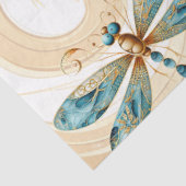 Quirky Dragonfly Muster in Aqua und Gold Seidenpapier (Ausschnitt)