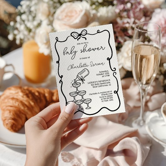Quirky Drinks Tower Coquette Bow Baby Shower Einladung