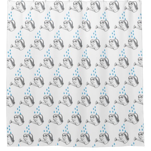 Quirky Dripping Watering Can Pattern Duschvorhang (Vorderseite)