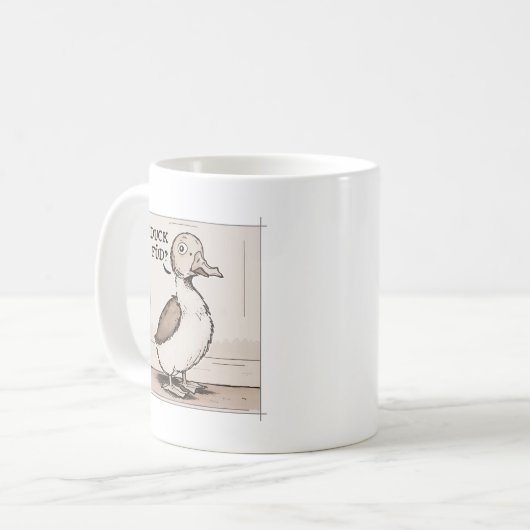 Quirky Duck Scandinavian Joke Cartoon Pastel Kaffeetasse (Vorderseite Links)