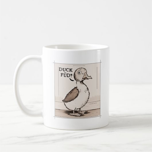Quirky Duck Scandinavian Joke Cartoon Pastel Kaffeetasse (Links)