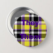 Quirky Eclectic Boho - Flag für nichtbinäre Karier Button (Vorne & Hinten)