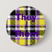 Quirky Eclectic Boho - Flag für nichtbinäre Karier Button (Vorderseite)