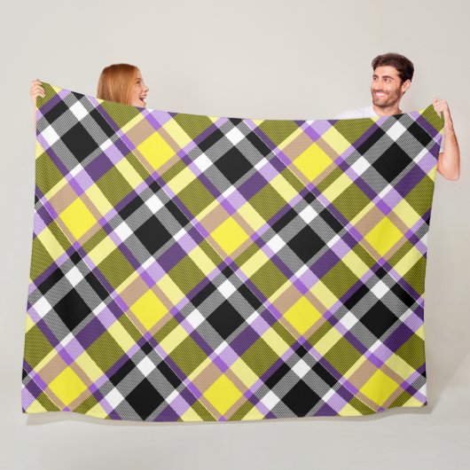 Quirky Eclectic Boho - Flag für nichtbinäre Karier Fleecedecke (Beispiel)