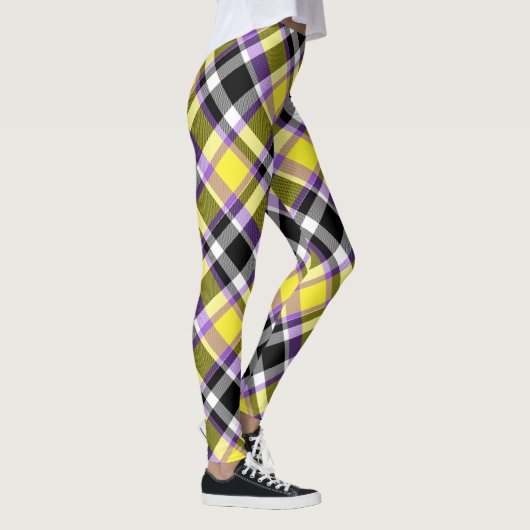 Quirky Eclectic Boho - Flag für nichtbinäre Karier Leggings (Rechts)