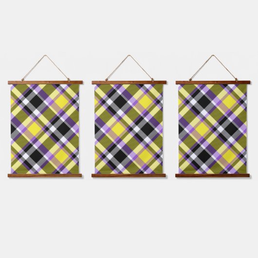 Quirky Eclectic Boho - Flag für nichtbinäre Karier Wandteppich Mit Holzrahmen (Dreifach)