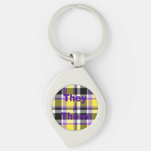 Quirky Eclectic Boho Nonbinary Karo-Stolz-Flagge Schlüsselanhänger