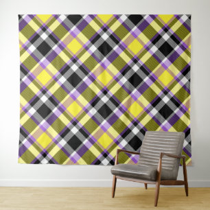 Quirky Eclectic Boho Nonbinary Karo-Stolz-Flagge Wandteppich