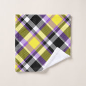 Quirky Eclectic Boho Nonbinary Karo Stolzflagge Badhandtuch Set (Waschlappen)