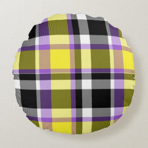 Quirky Eclectic Boho Nonbinary Karo Stolzflagge Rundes Kissen