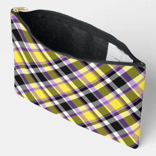 Quirky Eclectic Boho Nonbinary Karo Stolzflagge Zubehörtasche
